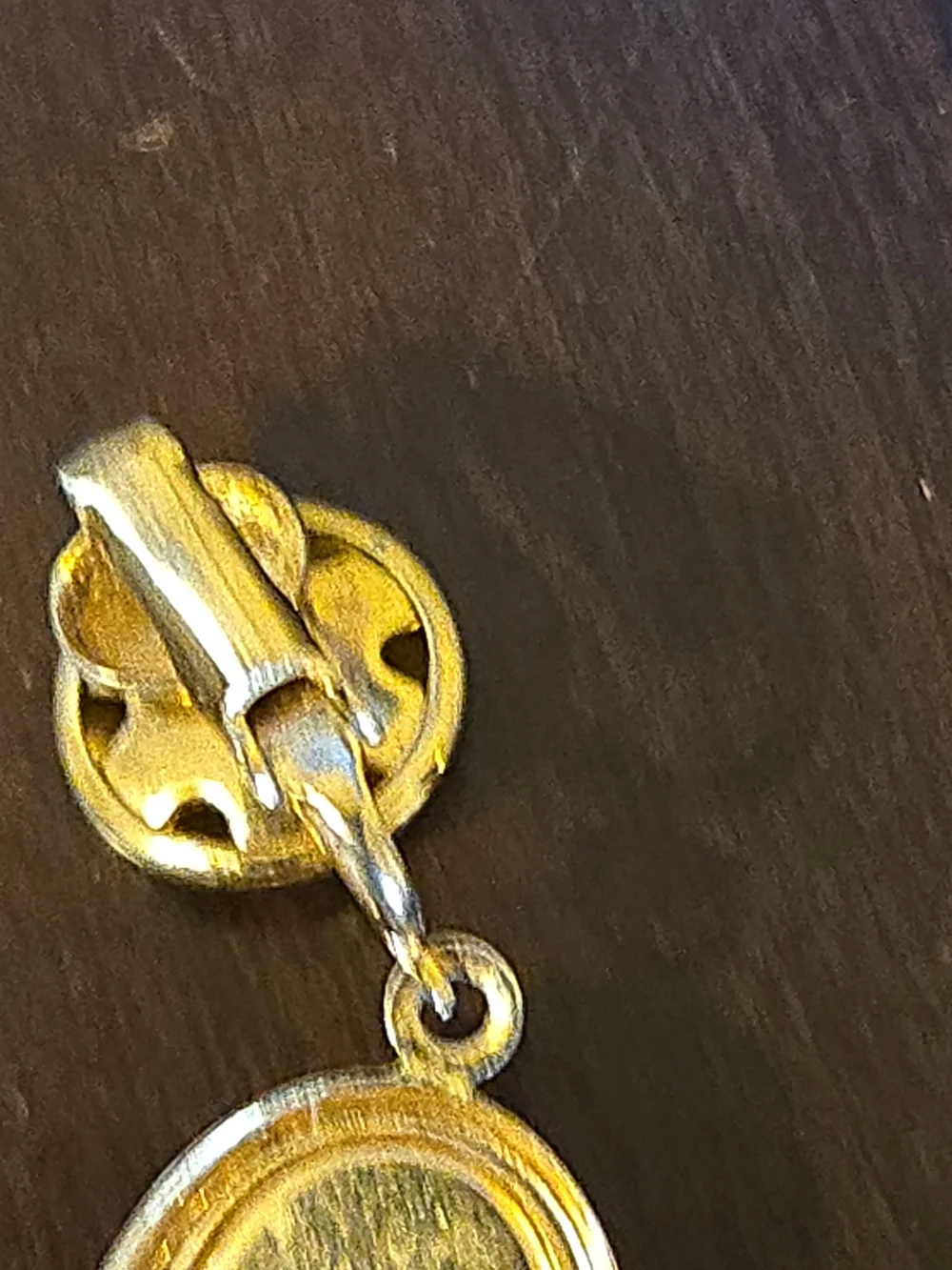 Gold Tone Drop Earrings with Black Stone Accent